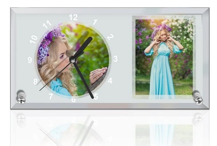 Glass Clock Photo Frame