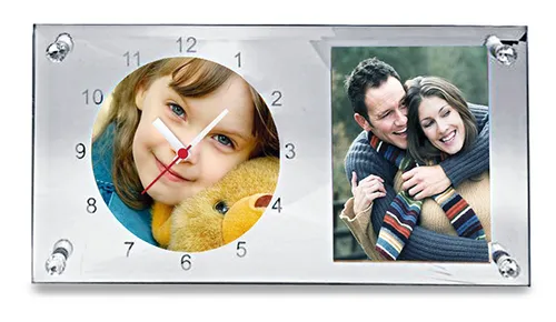 Glass Clock Photo Frame