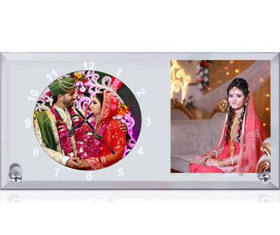 Glass Clock Photo Frame