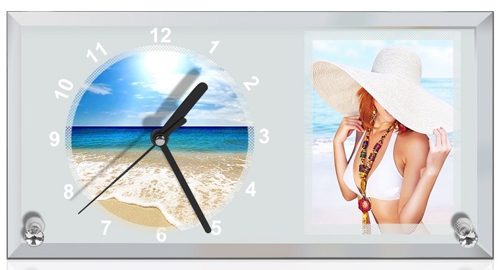 Glass Clock Photo Frame