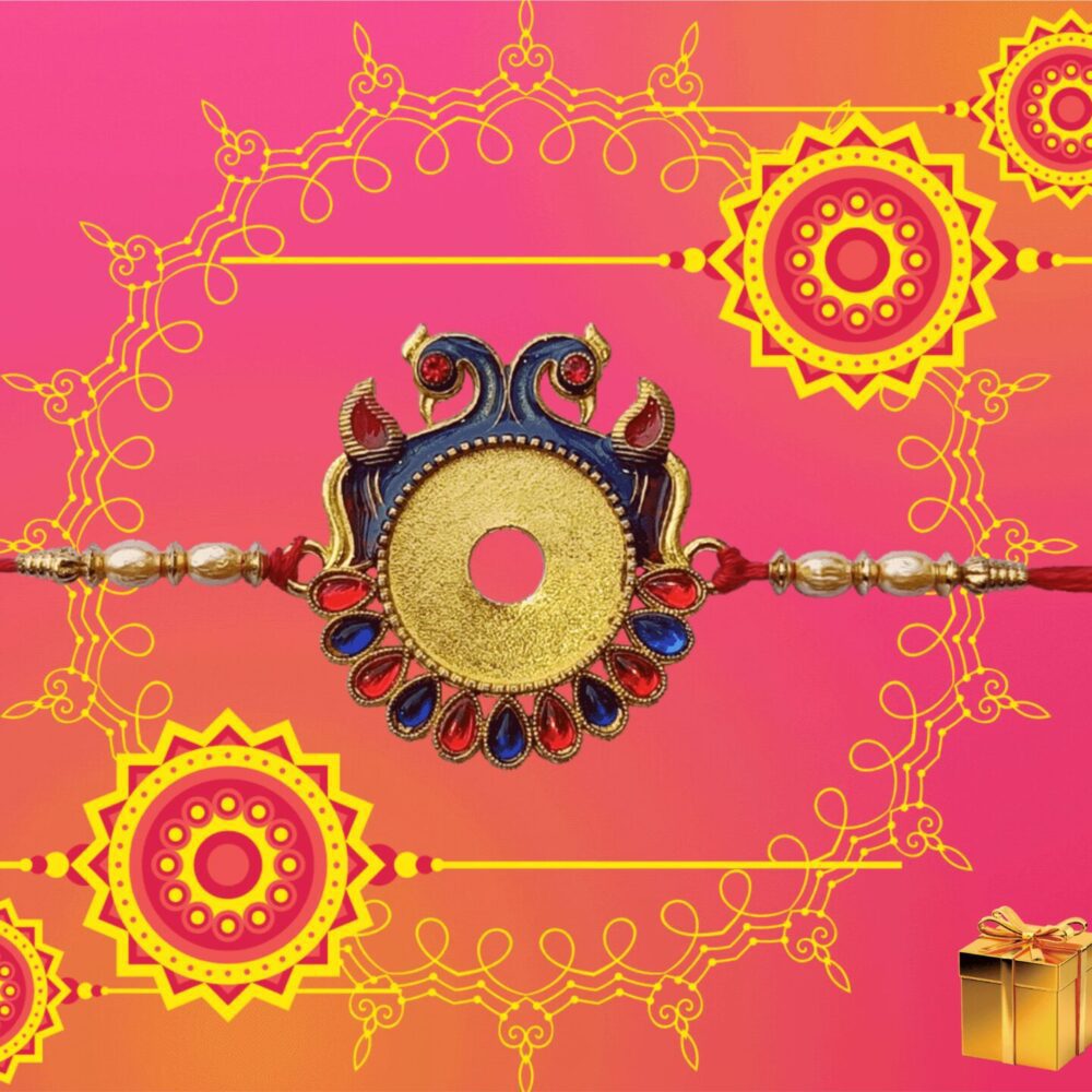 Peacock Pair Metal Rakhi